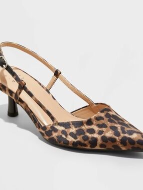 A New Day Annette Satin Slingback Kitten Heels - Size 11M